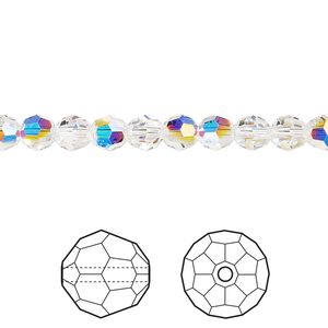 Bead 12pk crystal AB, Crystal Passions&reg; 5mm round 5000