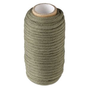 Cord, cotton, green, 3mm round. Sold per 10-yard spool.