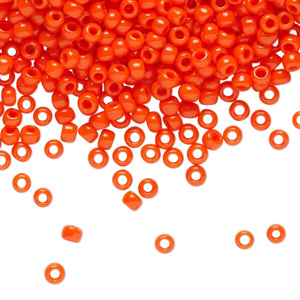 Seed bead, TOHO BEADS&reg;, glass, pkg/7.5g, #8 round, opaque sunset orange (TR-08-50). image number 0