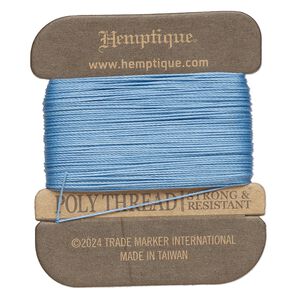 Thread, Hemptique&reg;, polyester, pkg/32 yards, light blue, 0.45mm 3-ply round.