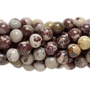 Limestone 1pkg10, round bead 15.5-16 inch 6mm