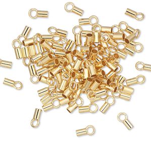 Crimp end 1pkg100 gold-plated, 3.5x2mm tube / loop / 1.6mm inside diameter, brass