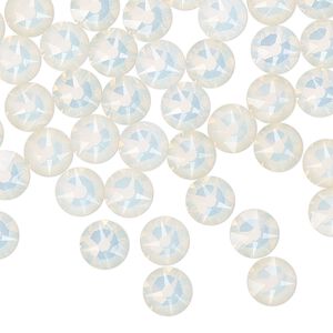 Flat back 144pk white opal foil back, Crystal Passions&reg; 6.32-6.5mm rose round SS30 2088