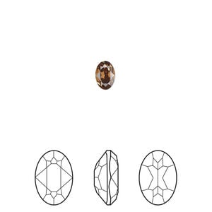 Fancy stone 1pkg4 light smoked topaz foil back, Crystal Passions&reg; Regenerated 6x4mm oval 4120