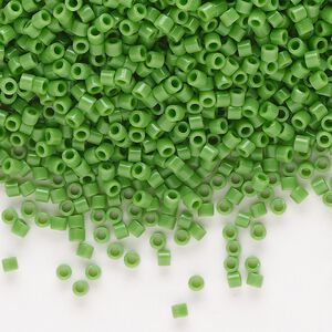 Seed bead, Delica&reg;, glass, pkg/50g, #10 round, opaque green (DBM-0724).