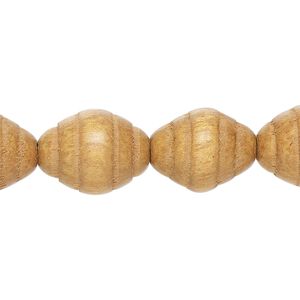 Bead, palm wood (waxed), 15x12mm grooved oval. Sold per 15-1/2" to 16" strand.