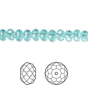 Bead 360pk light turquoise, Swarovski&reg; 6x4mm rondelle 5040