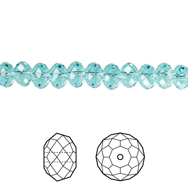 Bead 360pk light turquoise, Swarovski&reg; 6x4mm rondelle 5040 image number 0