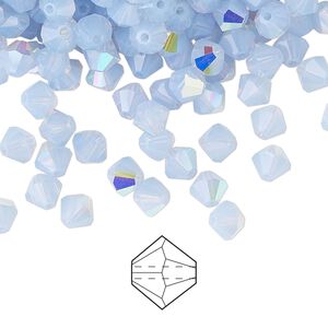 Bead 24pk light sapphire opal AB, Preciosa Czech crystal 5mm bicone