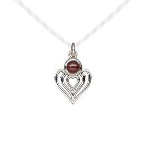 Drop 1pkg1, antiqued sterling silver and garnet (natural), 14x11mm heart