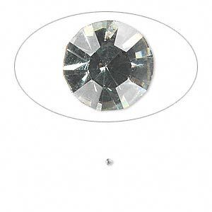 Chaton, glass rhinestone, black diamond, foil back, 1.3-1.35mm faceted round, PP6. Sold per pkg of 72.