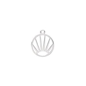 Charm Amoracast&reg; 1pkg1 sterling silver, 12mm double-sided cutout sunrise round