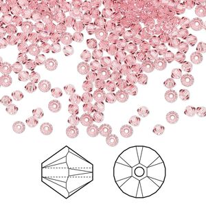 Bead 144pk light rose, Crystal Passions&reg; 2.5mm bicone 5328