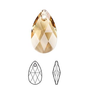 Drop 1pk light Colorado topaz, Crystal Passions&reg; 22x13mm pendant pear 6106