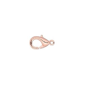 Clasp lobster claw 1pkg10 copper-plated, 11x6.5mm, brass 1-strand