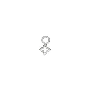 Charm, sterling silver, 5mm single-sided open flower with 4mm closed round loop. Sold per pkg of 2.