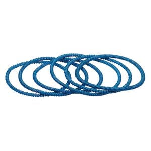 Bracelet, stretch, painted steel, light blue, 3mm twisted coil, 7 inches. Sold per pkg of 6.