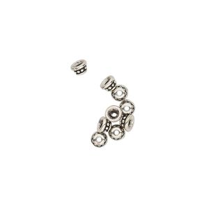 Bead cap, TierraCast&reg;, antique silver-plated pewter (tin-based alloy), 3.5x2mm beaded round, fits 2-4mm bead. Sold per pkg of 250.