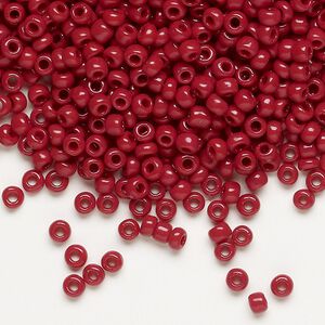 Seed bead, Dyna-Mites&trade;, glass, opaque brick red, #8 round. Sold per 40-gram pkg.