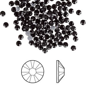 Flat back 1440pk jet foil back, Swarovski&reg; hotfix 2.7-2.9mm rose round SS10 2038HF