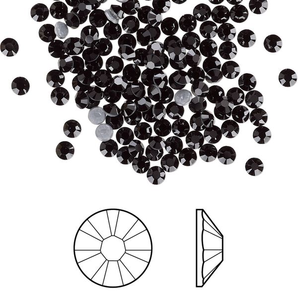 Flat back 1440pk jet foil back, Swarovski&reg; hotfix 2.7-2.9mm rose round SS10 2038HF image number 0