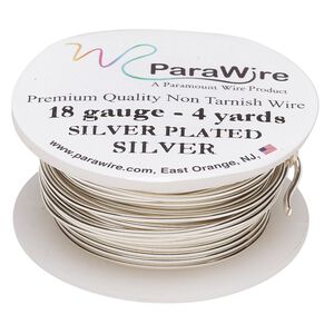 Wire, ParaWire&trade;, silver-plated copper, round, 18 gauge. Sold per 4-yard spool.