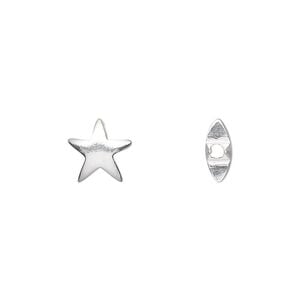Bead 1pkg2 sterling silver, 9mm puffed star