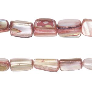 Mother-of-pearl shell 1pkg2, chip / stick beads 15 inch rose, medium to large chip / 10x7mm-11x8mm stick