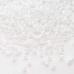 Seed bead, Delica&reg;, glass, pkg/250g, #10 round, opaque luster white pearl (DBM-0201).