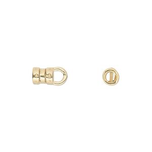 Crimp end 1pkg2 gold-plated pewter, 6x5mm tube / loop / 2.7mm inside diameter, JBB Findings