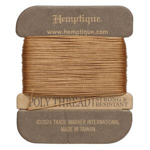 Thread, Hemptique&reg;, polyester, pkg/32 yards, light brown, 0.45mm 3-ply round.