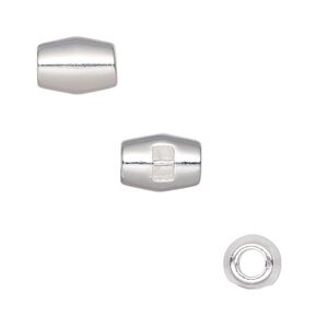 Bead 1pkg4 silver-plated "pewter", 10.5x8mm oval / 2.5mm bar / hidden loop