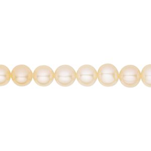 Pearl, White Lotus&trade;, cultured freshwater, peach, 6-6.5mm semi-round, B grade, Mohs hardness 2-1/2 to 4. Sold per 15-1/2" to 16" strand.