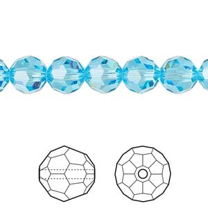 Bead 12pk aquamarine, Crystal Passions&reg; 8mm round 5000