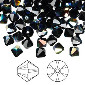 Bead 144pk jet AB, Crystal Passions&reg; 6mm bicone 5328