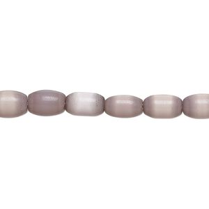 Bead, fiber optic glass, pkg/14 inch, opaque lavender, 8x5mm center-drilled oval.