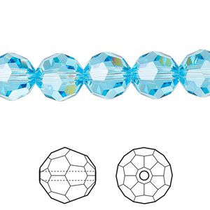 Bead 24pk aquamarine, Crystal Passions&reg; 10mm round 5000