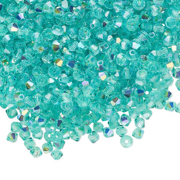 Bead 1440pk Caribbean Sea AB, Preciosa Czech crystal 3mm bicone image number 0