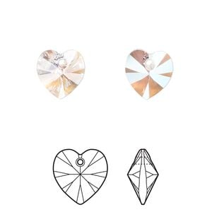 Drop 4pk crystal shimmer, Crystal Passions&reg; 10mm pendant heart 6228