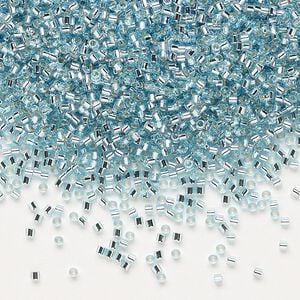 Seed bead, Delica&reg;, glass, pkg/7.5g, #15 round, transparent silver-lined aqua blue (DBS-0044).