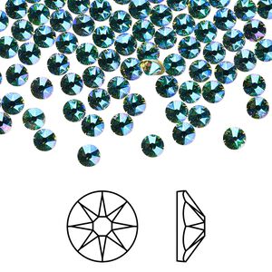 Flat back 1440pk peridot shimmer foil back, Swarovski&reg; 3-3.2mm rose round SS12 2088