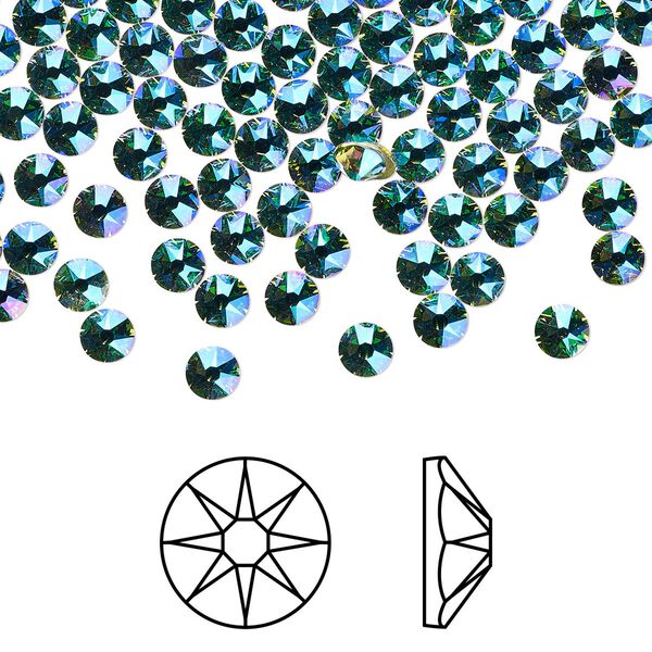 Flat back 1440pk peridot shimmer foil back, Swarovski&reg; 3-3.2mm rose round SS12 2088 image number 0