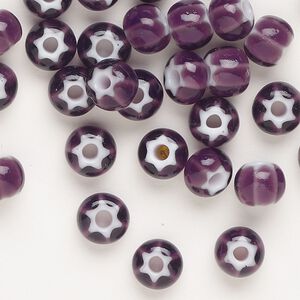 Seed bead, Preciosa Ornela Czech glass, pkg/20g, #32 cornelian star rocaille, opaque amethyst and white, (23708).