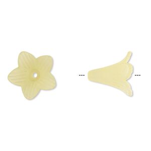 Component, acrylic, frosted yellow, 22x22mm flower. Sold per pkg of 25.