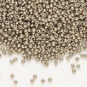 Seed bead, Miyuki, glass, pkg/25g, #11 rocaille, Duracoat&reg; opaque galvanized pewter, (RR-4222).