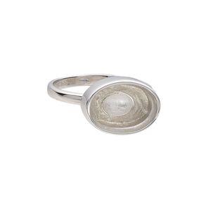 Ring, Almost Instant Jewelry&reg;, sterling silver, 11.5mm wide with 14x10mm oval glue-in setting, size 9. Sold individually.