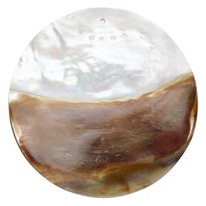 Focal, mother-of-pearl shell (natural) 1pkg1, 2-tone white / brown, 2-3/8 inch round.