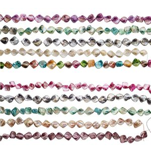 Mother-of-pearl shell 1pkg5, diagonally drilled nugget bead 14 to 16 inch mixed colors medium to large
