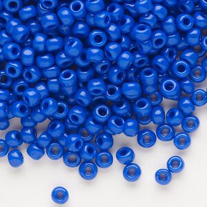 Seed bead, Dyna-Mites&trade;, glass, opaque medium blue, #6 round. Sold per 40-gram pkg.