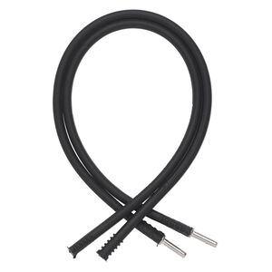Bracelet cord 1pkg2 silicone and stainless steel, black, 3mm round, 7-1/2 inches with pop-style clasp.